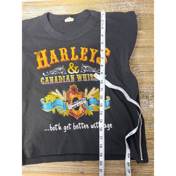 Vintage Harley Davidson & Canadian Whiskey Shirt Biker Punk Zipper Sides Women S - Picture 7 of 8